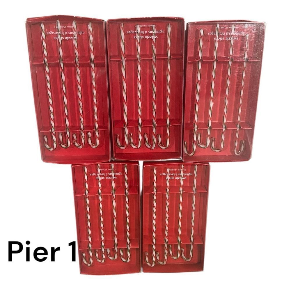 Pier 1 Candy Cane drink stirrers / tree ornaments 5 boxes